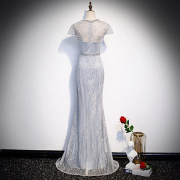 Sexy Sequin Prom Dresses Silver Evening Dress HZ1023